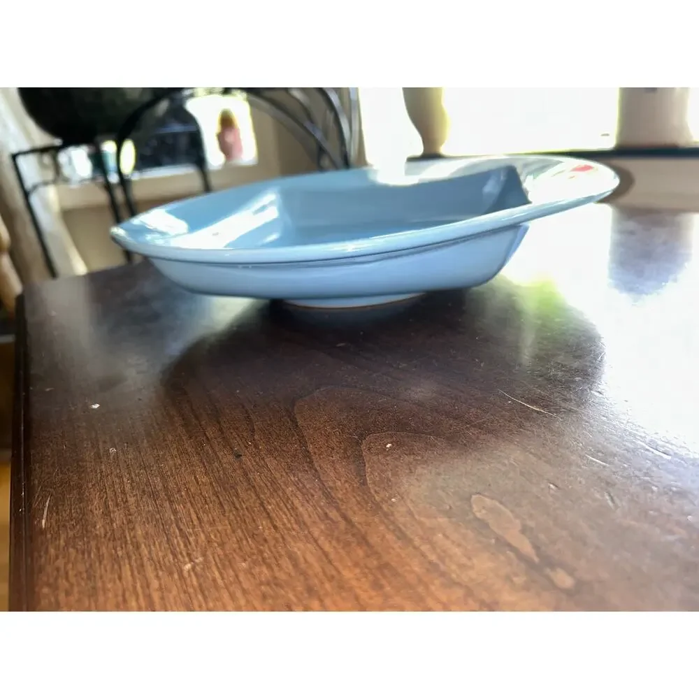 Vintage Homer Laughlin Fiesta Ware Square center Shaped Serving Bowl 11” blue